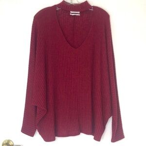 URBAN OUTFITTERS RED OVERSIZED TOP WITH CUT OUTS SIZE SMALL